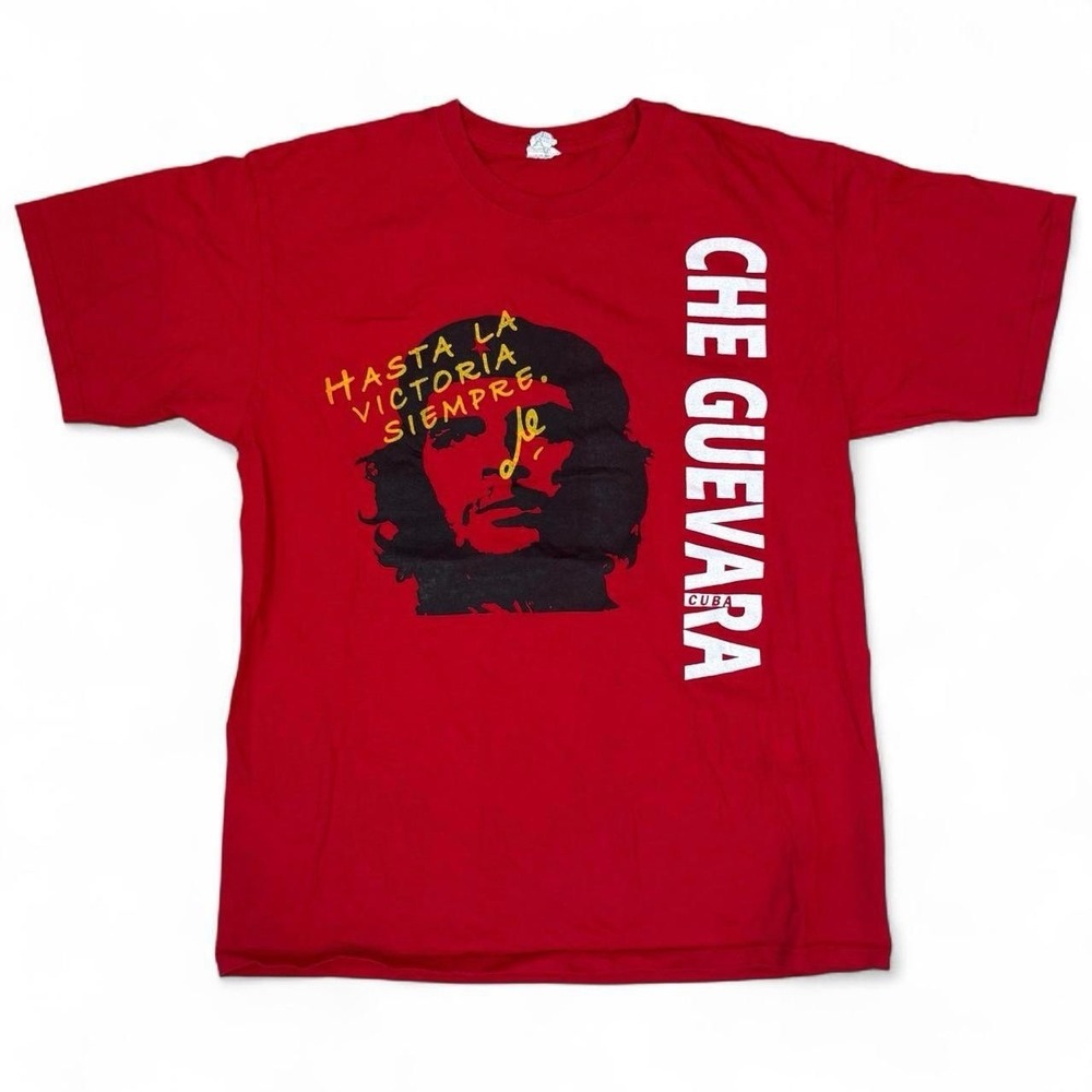 Vintage Che Guevara Red Graphic Tee Men's Size Large Cuba Revolutionary Tee Y2K